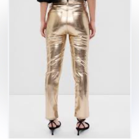 Gap high rise metallic vegan leather gold slim jeans size 28 - Picture 13 of 13